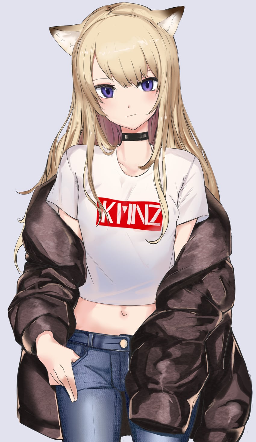 KMNZ、Lita (KMNZ) 1名女孩 撇嘴 兽耳毛 兽耳 黑色项圈