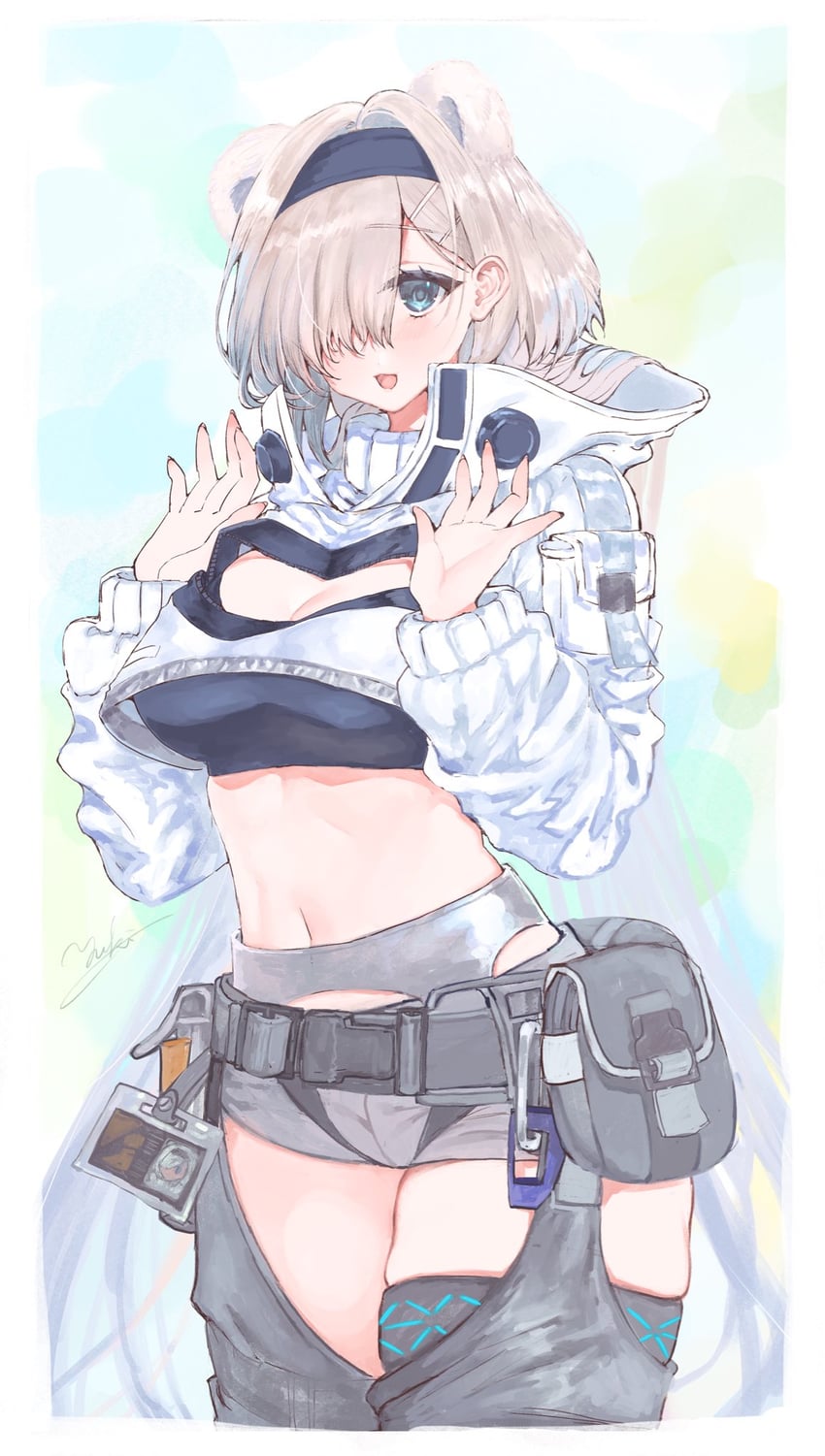 明日方舟、极光 (明日方舟) 1名女孩 兽耳 熊耳 熊娘 黑色发带