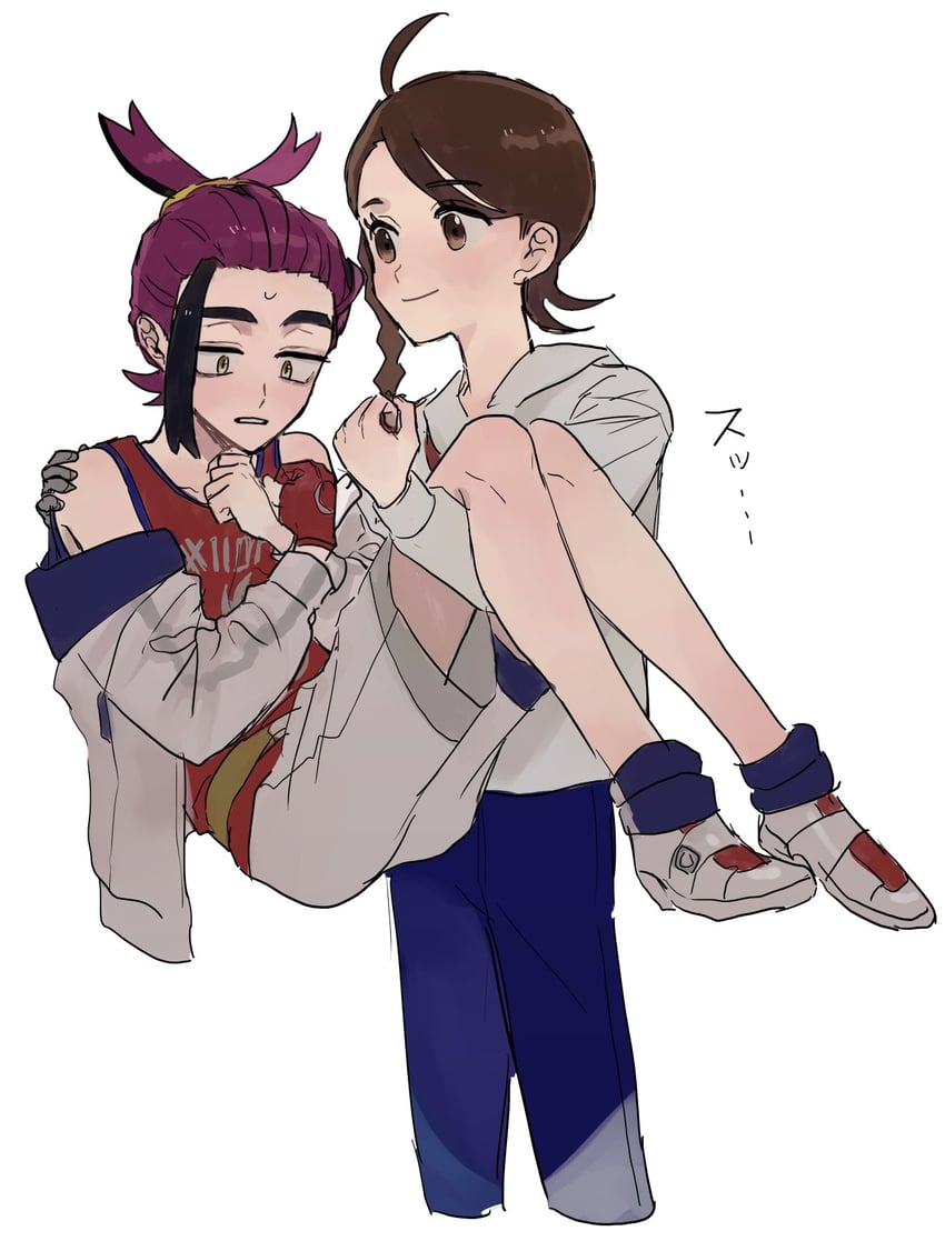 宝可梦、宝可梦 朱/紫、小春 (宝可梦) 1名男孩 1名女孩 呆毛 黑发 蓝色裤子