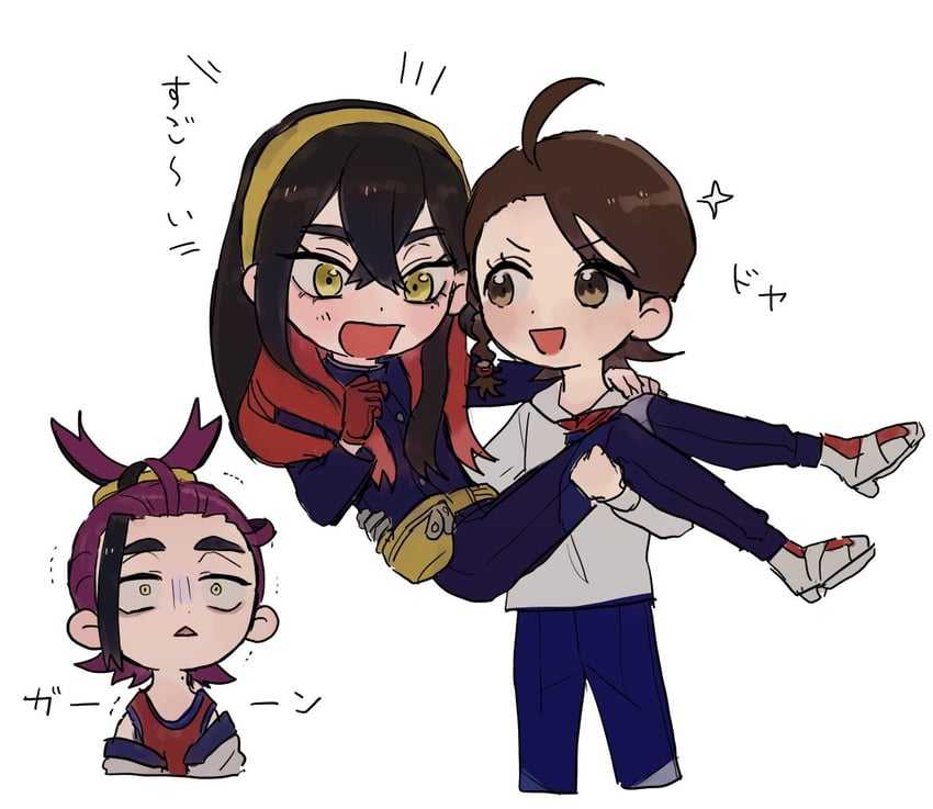 宝可梦、宝可梦 朱/紫、丹瑜(宝可梦) 1名男孩 2名女孩 呆毛 包 黑发