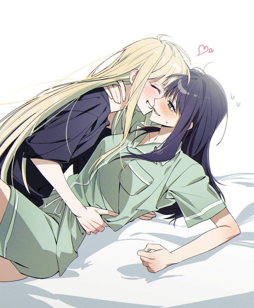 超辉夜姬!、辉夜 (超辉夜姬!)、坂寄伊吕波 2名女孩 呆毛 黑发 黑衬衫 金发