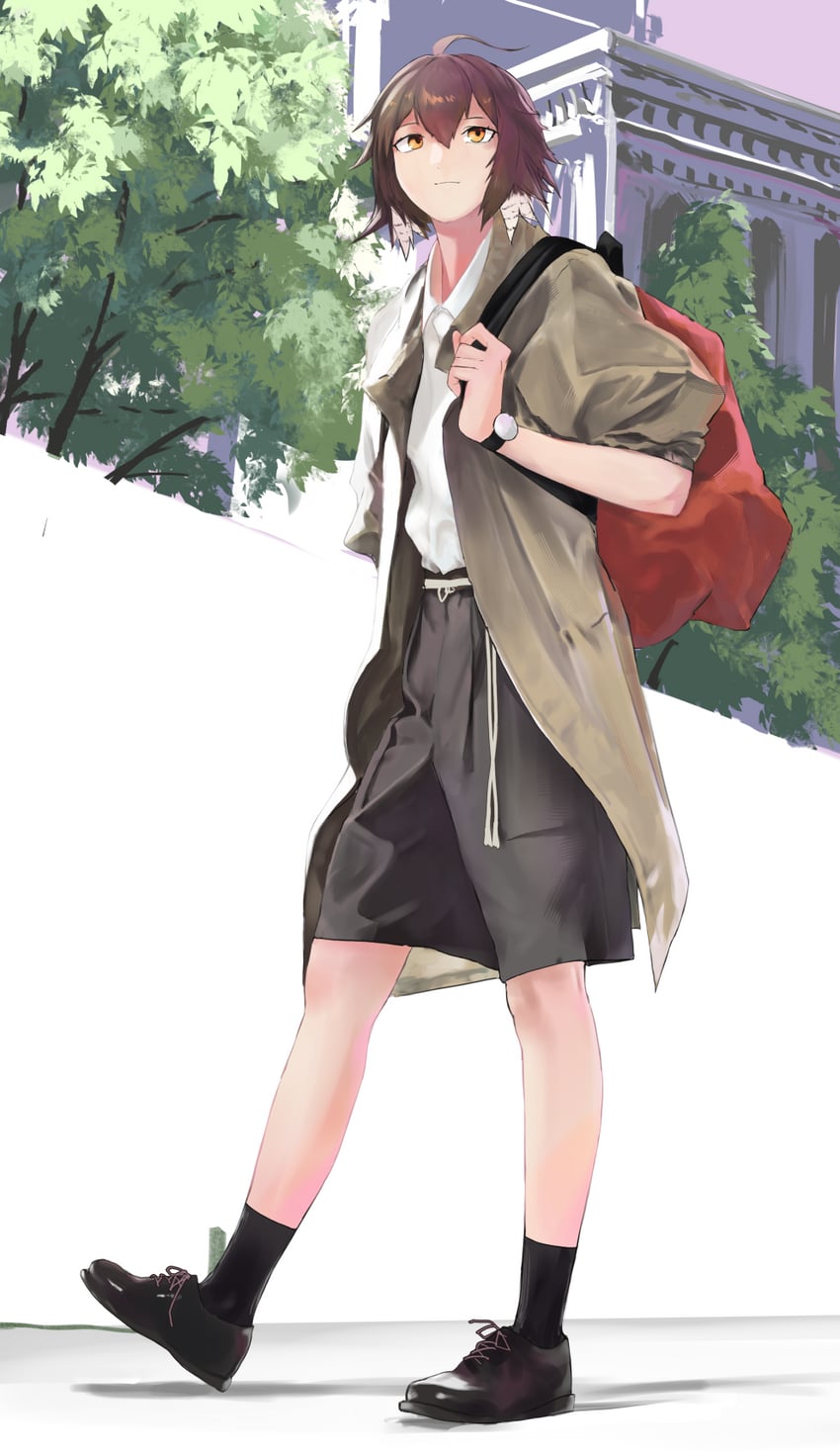 明日方舟、翎羽 (明日方舟) 1名女孩 呆毛 替换服装 背包 包