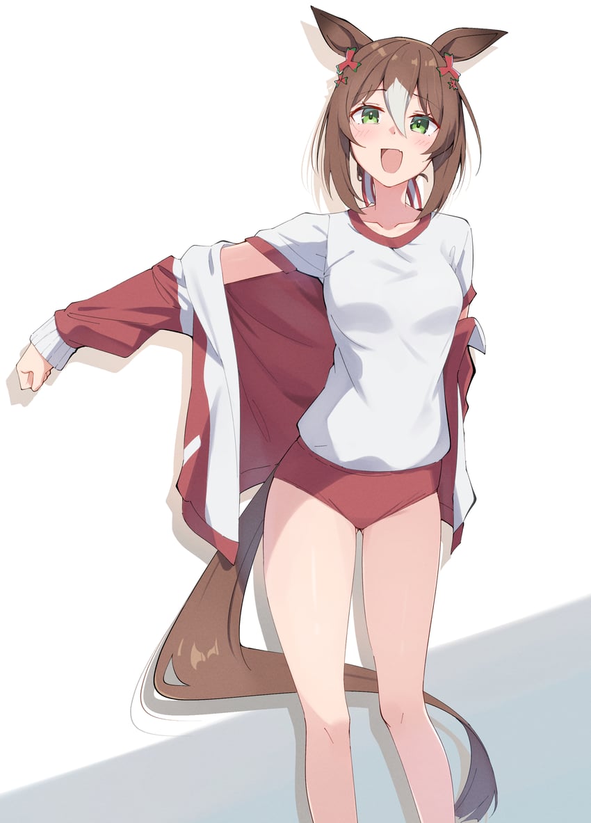 赛马娘、美妙姿势 (赛马娘) 1名女孩 兽耳 脸红 棕发 灯笼裤