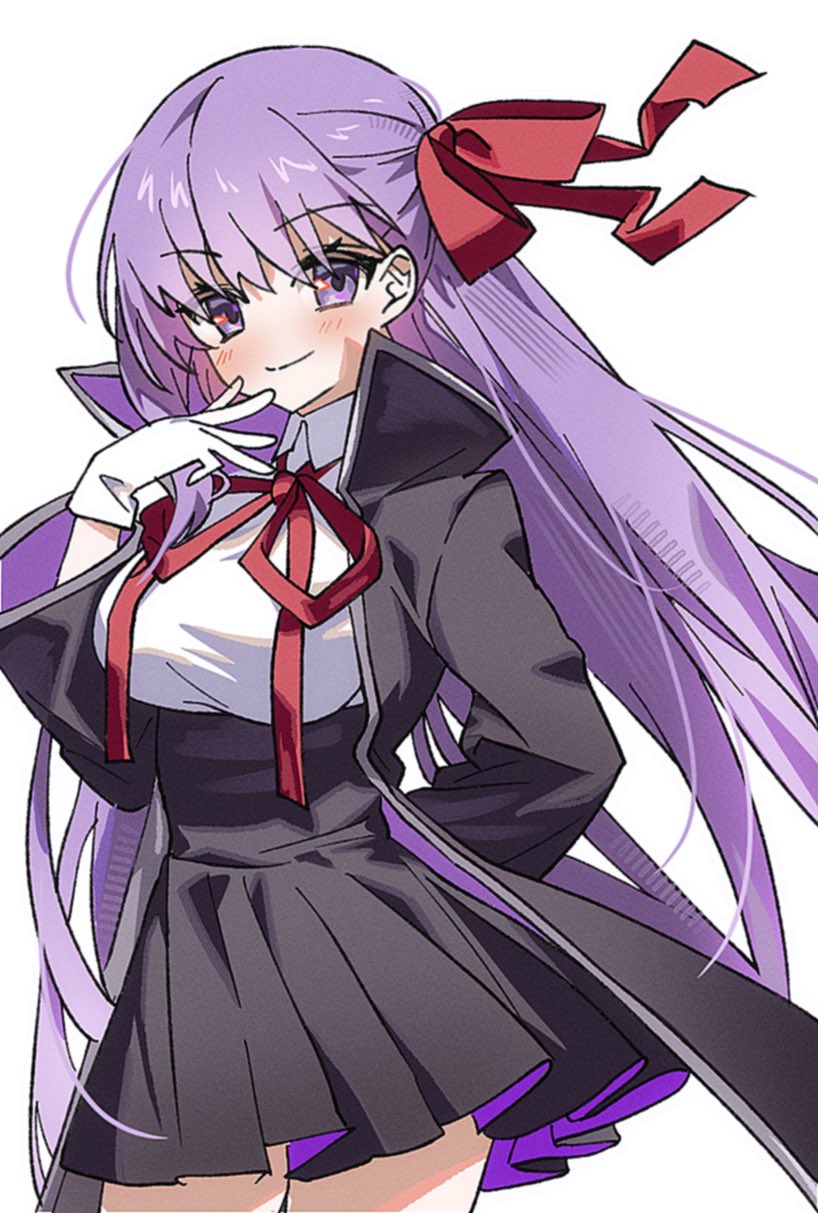 Fate/Grand Order、Fate系列、BB (Fate) 1名女孩 黑色大衣 黑色裙子 脸红 乳房