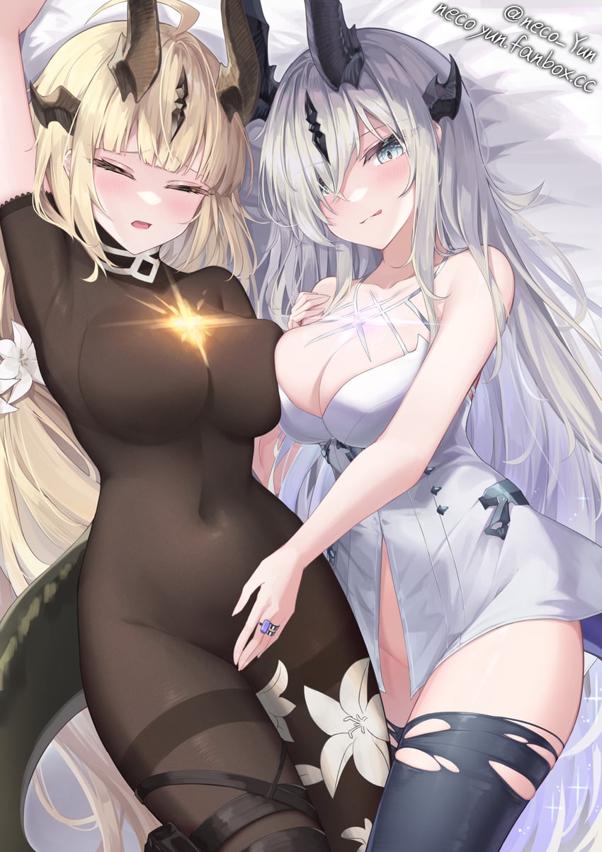 明日方舟、止颂 (明日方舟)、苇草 2名女孩 :q 水色瞳 举手 腋下
