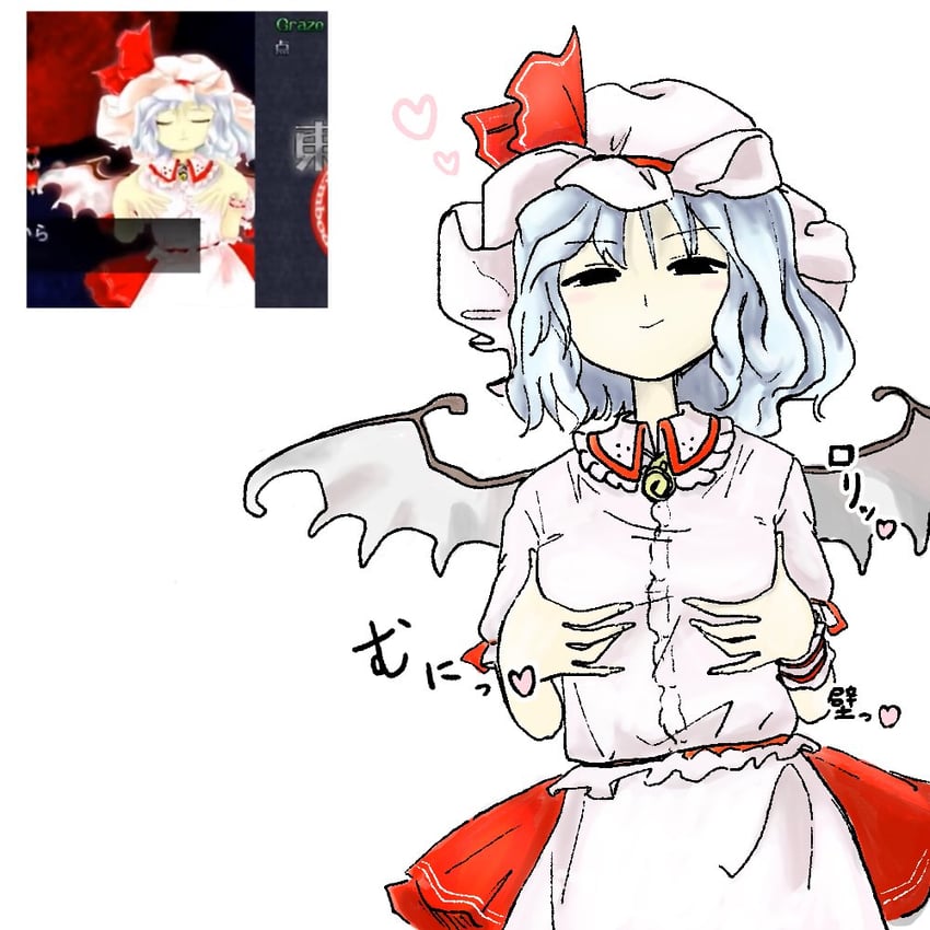 东方红魔乡、东方Project、蕾米莉亚·斯卡蕾特 1名女孩 蝙蝠翅膀 蓝发 蝴蝶结 乳房