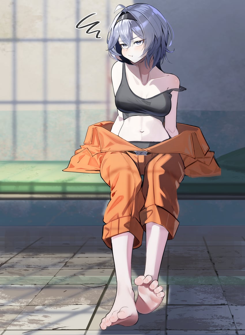 从虚无到永恒、女性超能力者 零 (圣洁之歌)、female esper zero (unconventional attire) (nte) 1名女孩 :t 呆毛 露肩 赤脚