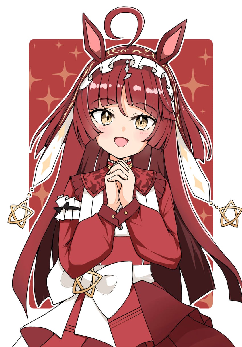 赛马娘、红色欲望 (神衣) (赛马娘)、红色欲望 (赛马娘) 1名女孩 呆毛 兽耳 齐刘海 齐发尾