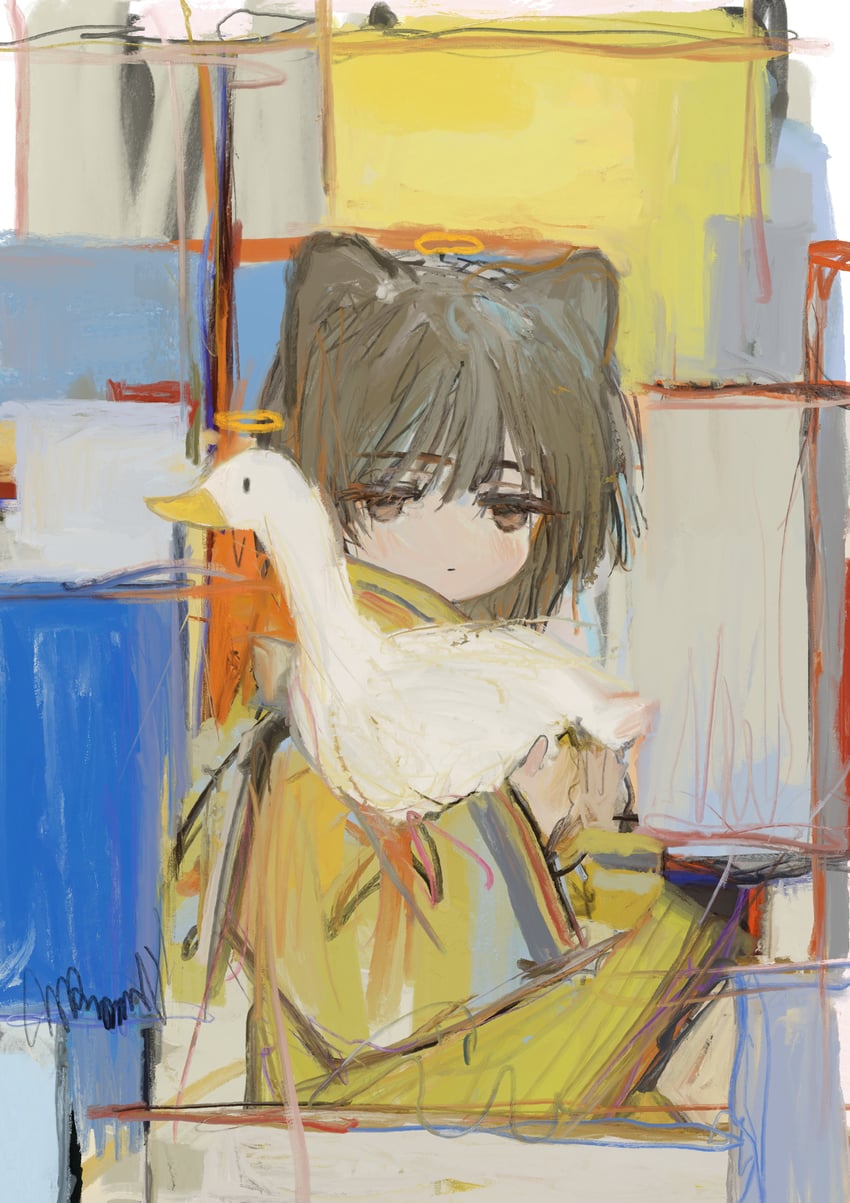 原创 1名女孩 动物 兽耳 作者名 鸟