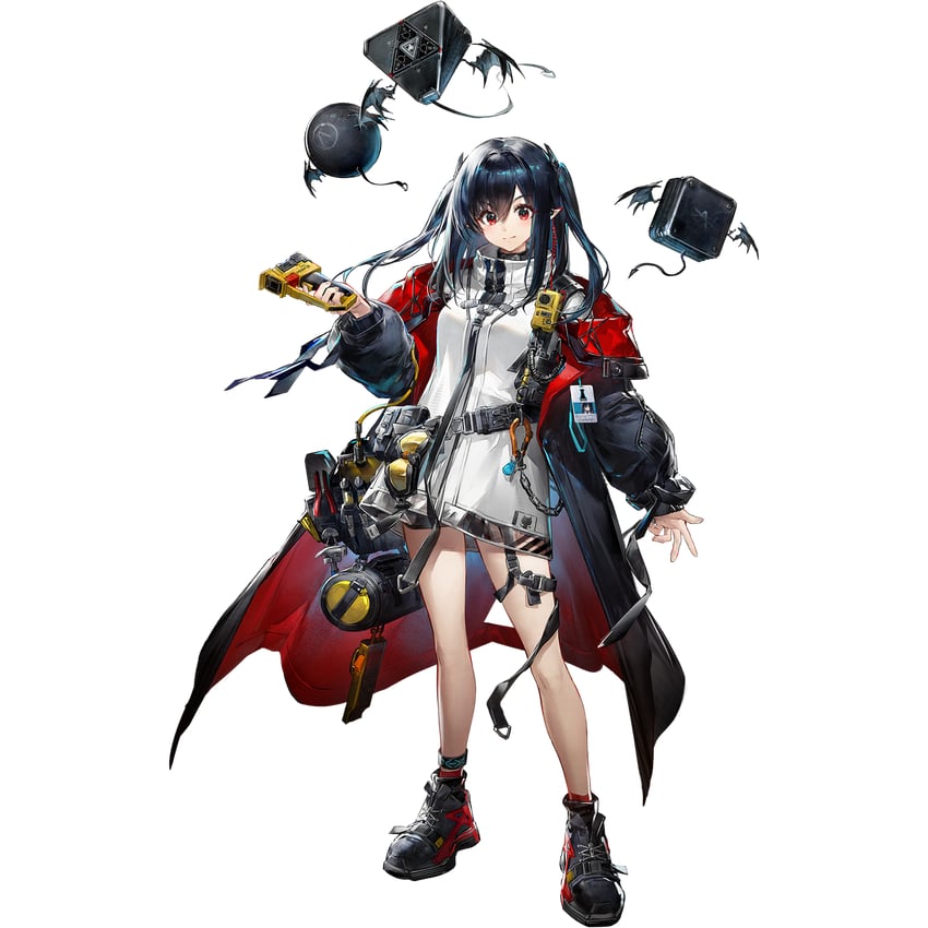 明日方舟、可露希尔 (明日方舟)、莱姆达 (明日方舟) 1名女孩 蝙蝠翅膀 腰带 腰包 黑色皮带