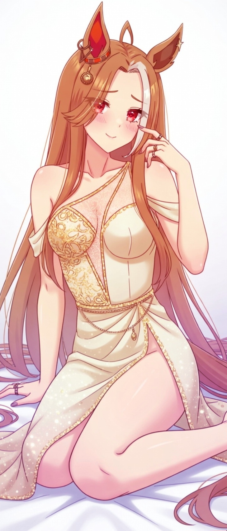 赛马娘、赌场驱动（赛马娘） 1名女孩 呆毛 替换服装 发型长度变动 (更长) 兽耳穿孔