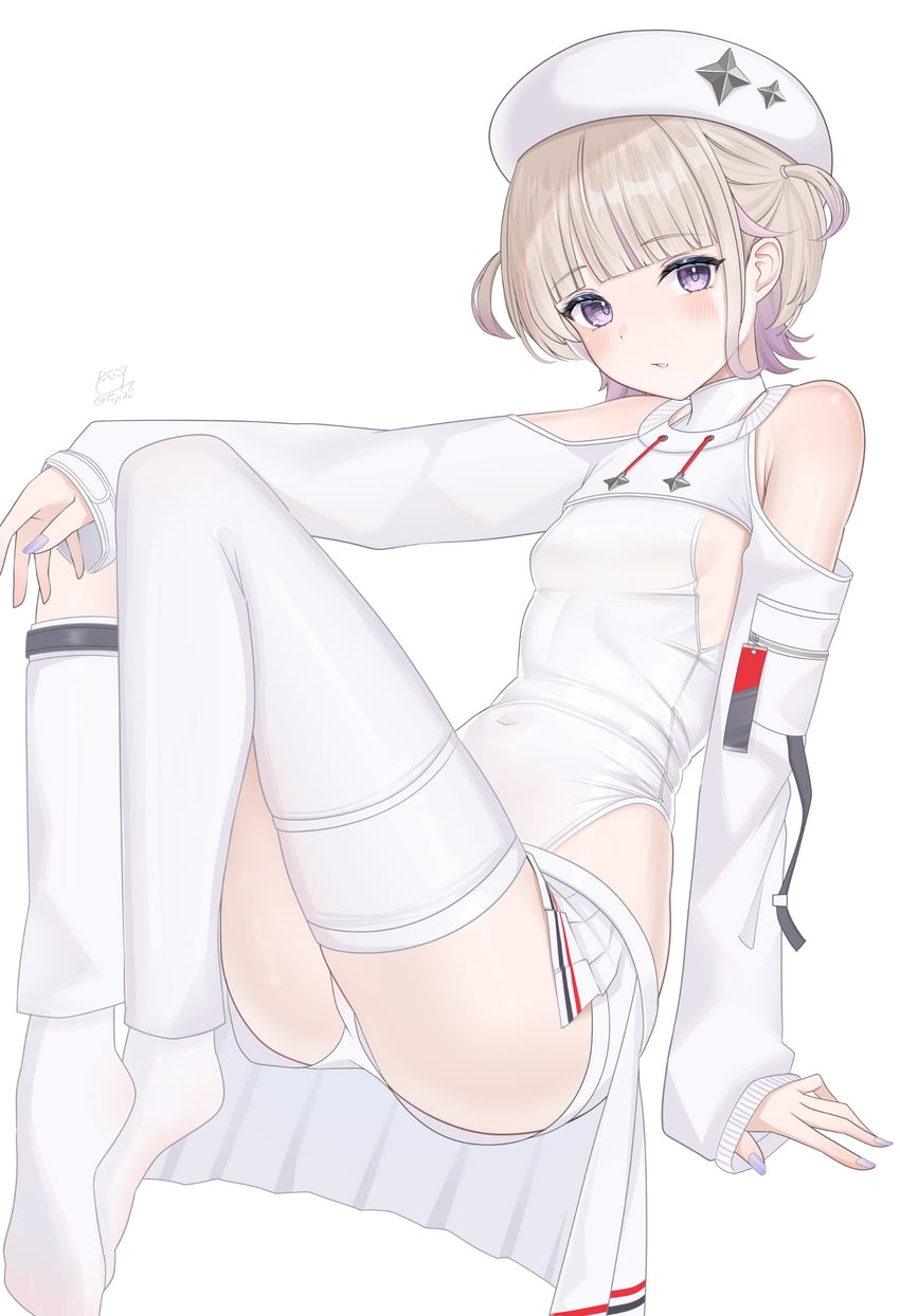 Hololive、hololive DEV_IS、等轰一奏 1名女孩 贝雷帽 金发 服装镂空 遮盖肚脐