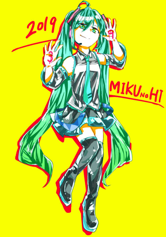 VOCALOID、初音未来 1名女孩 2019年 39 呆毛 水蓝色裙子