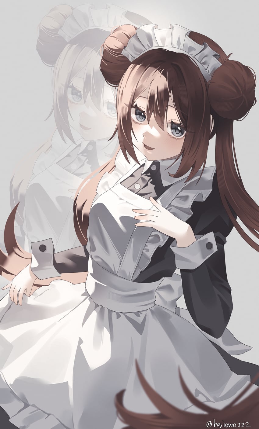 宝可梦、宝可梦 黑2/白2、鸣依 (宝可梦) 1名女孩 围裙 黑色连衣裙 蓝眼 脸红