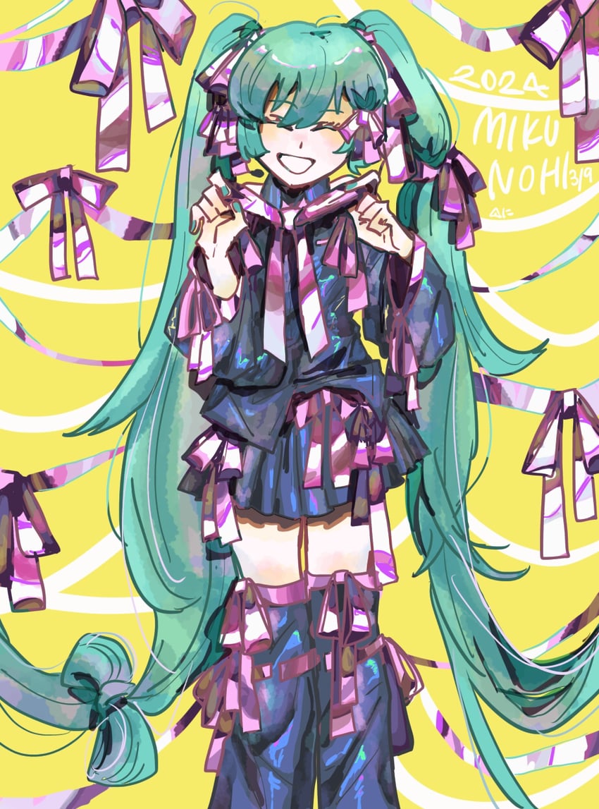 VOCALOID、初音未来 1名女孩 2024年 39 荒谬的长发 水色发