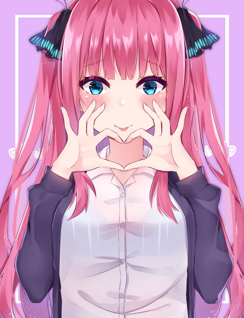 五等分的新娘、中野二乃 1名女孩 :p 旭山高校校服 黑色夹克 蓝色胸罩