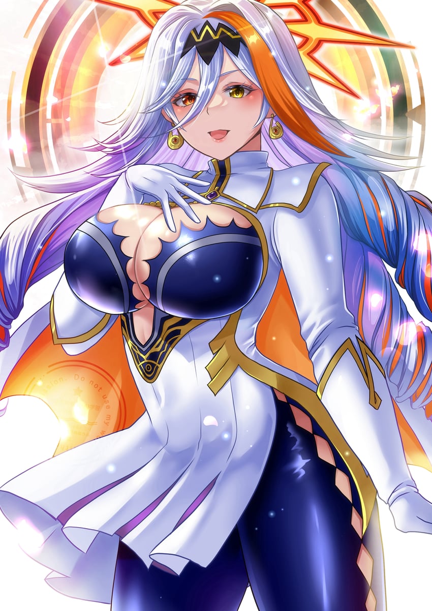火焰纹章、火焰之纹章：英雄、巴尔德 (火焰之纹章 英雄) 1名女孩 举手 蓝连裤袜 脸红 乳房