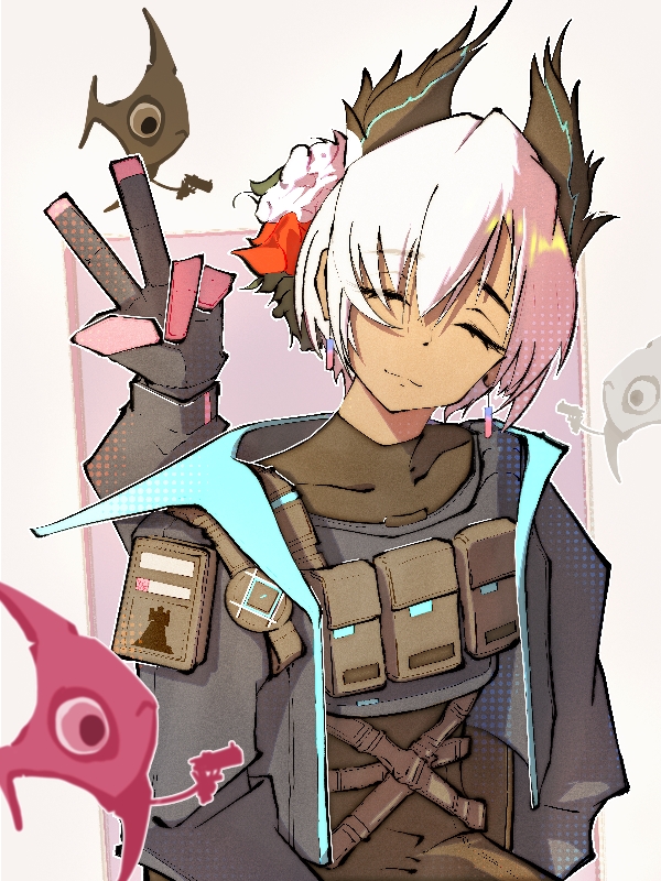 明日方舟、莱蒂亚 (明日方舟) 1名女孩 黑色手套 闭眼 深色皮肤女性 黑肉