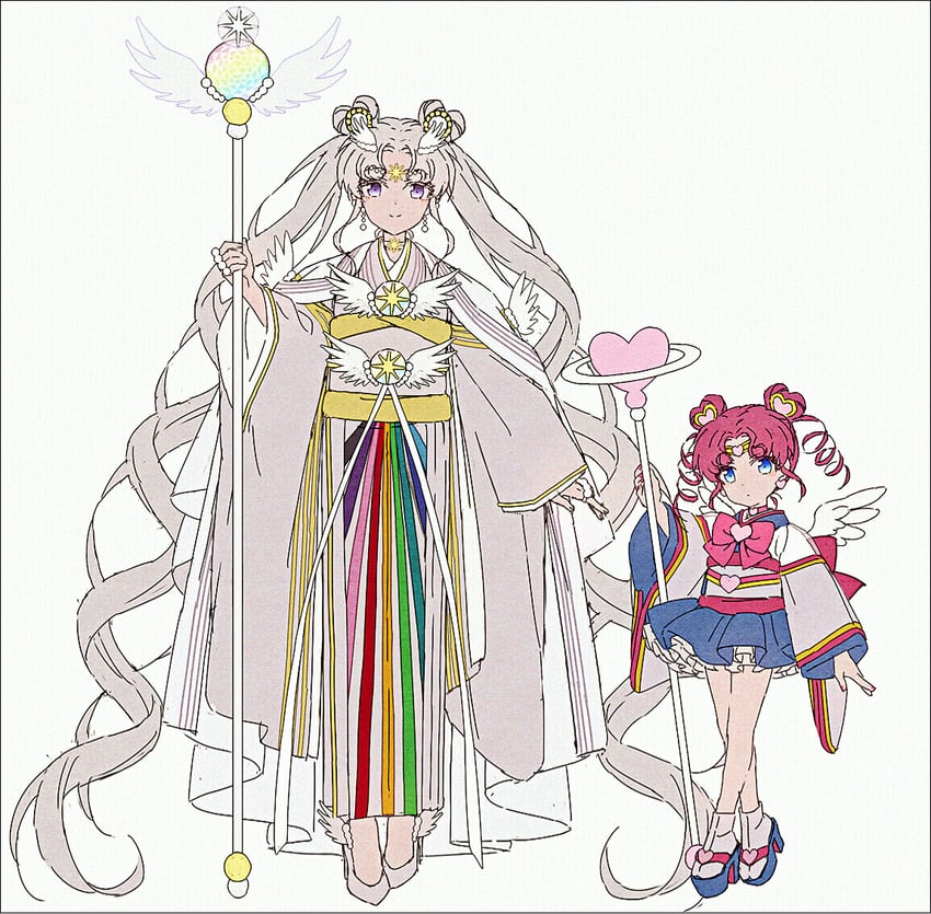 美少女战士、美少女战士：最后星光、小小 (美少女战士) 2名女孩 蓝眼 蓝色凉鞋 蓝裙子 闭嘴