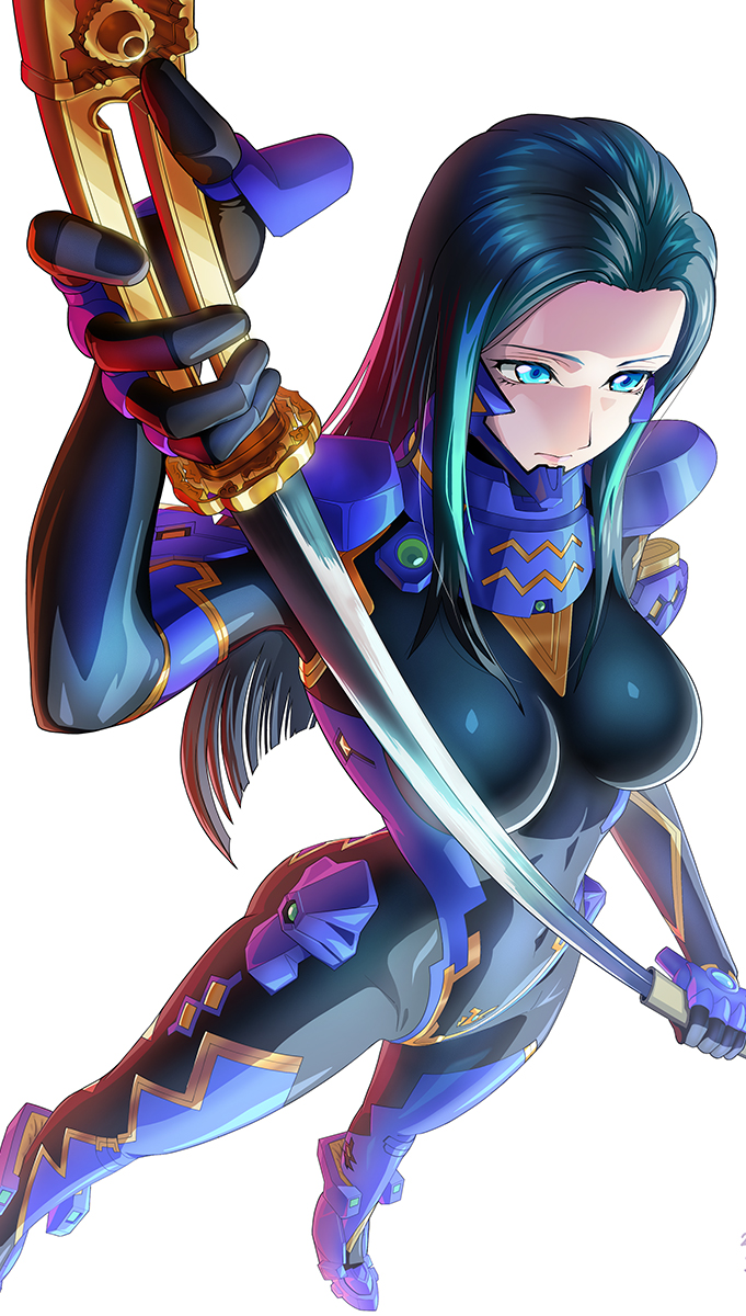 Muv-Luv、Muv-Luv Alternative 1名女孩 铠甲 蓝眼 齐发尾 乳房