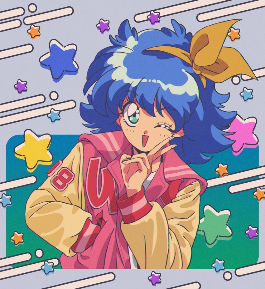 原创 90年代风格 1名女孩 :D 微笑 水色瞳