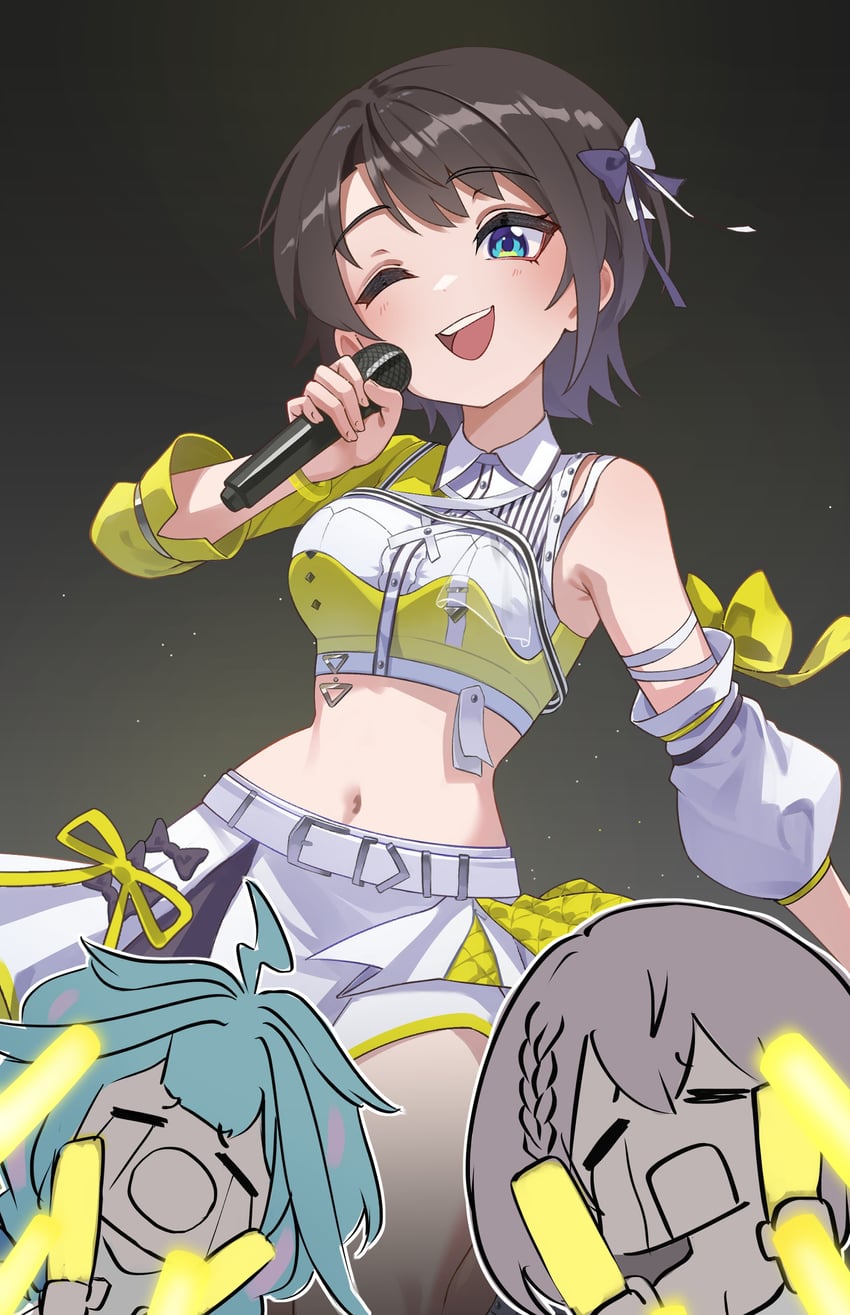 Hololive、hololive DEV_IS、水宫飒 3人女子 :D 微笑 不对称袖子 腰带
