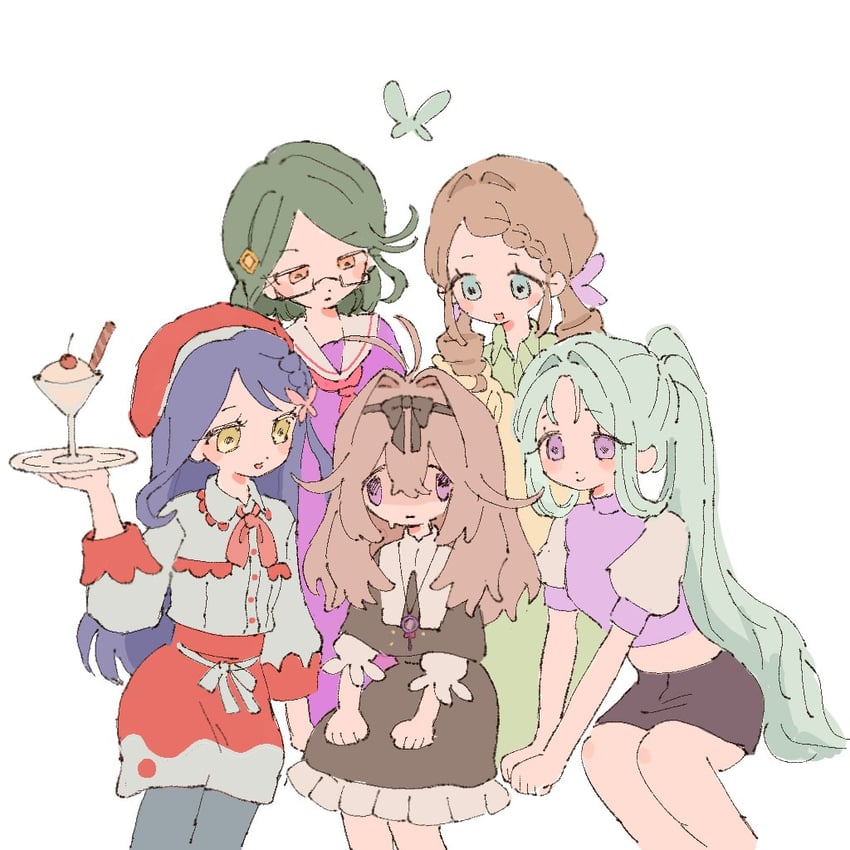 名侦探光之美少女、光之美少女、宝轮红亚 5名女孩 呆毛 贝雷帽 黑色裙子 蓝发