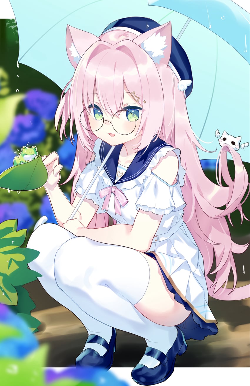 二次元插画 1名女孩 :D 兽耳毛 兽耳 贝雷帽