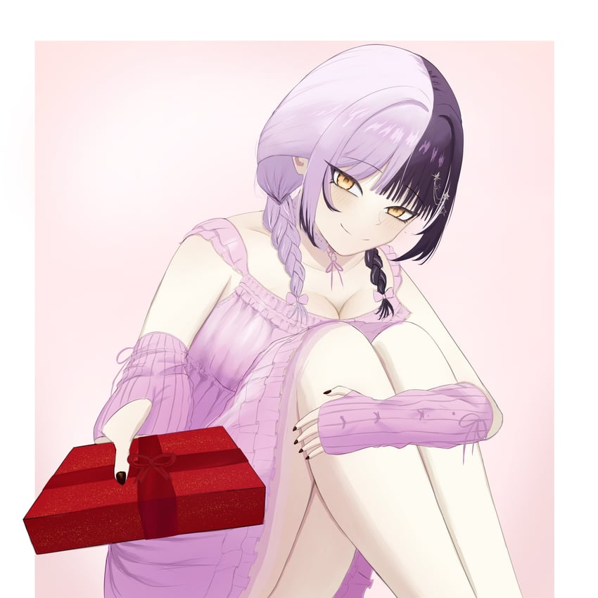 Hololive、Hololive英语、诗织·诺维拉 1名女孩 护臂 黑发 黑色指甲 辫子