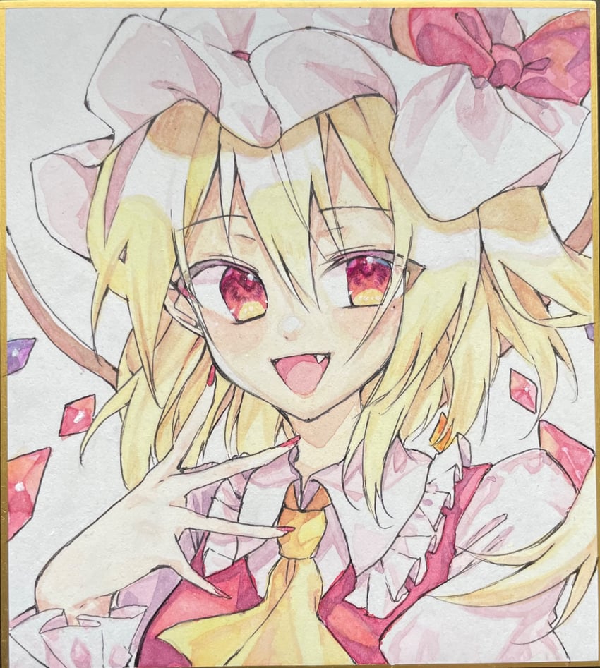 东方Project、芙兰朵露·斯卡蕾特 1名女孩 :D 阿斯科特领巾 金发 蝴蝶结