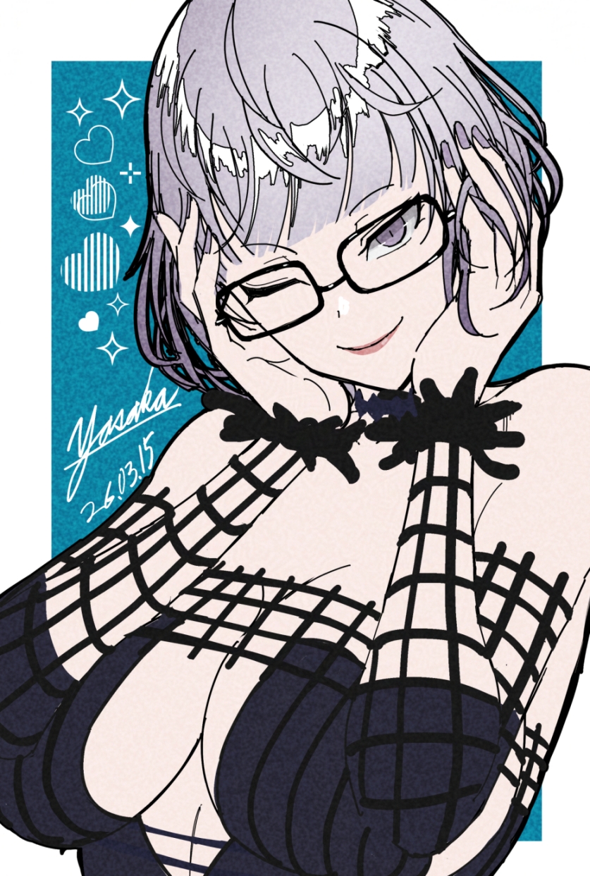 Fate/Grand Order、Fate系列、雅克·德·莫莱 (Foreigner) (Fate) 1名女孩 作者名 露肩 黑色连衣裙 蓝色背景