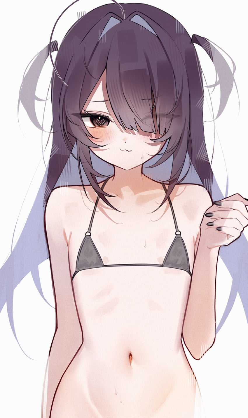 原创 1名女孩 @_@ 呆毛 比基尼 黑色比基尼