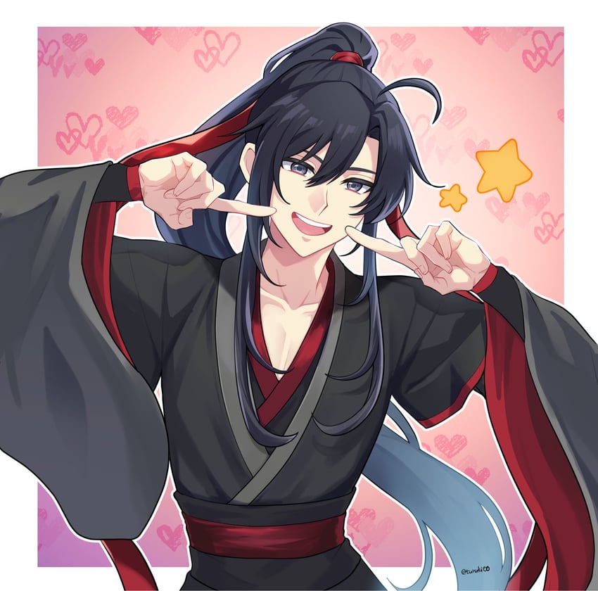 魔道祖师、魏无羡 1名男孩 :D 呆毛 黑发 黑色汉服