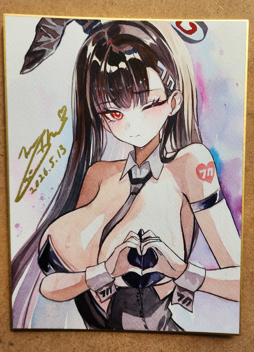 蔚蓝档案、莉央 (碧蓝档案) 1名女孩 兽耳发箍 兽耳 黑发 黑色发带