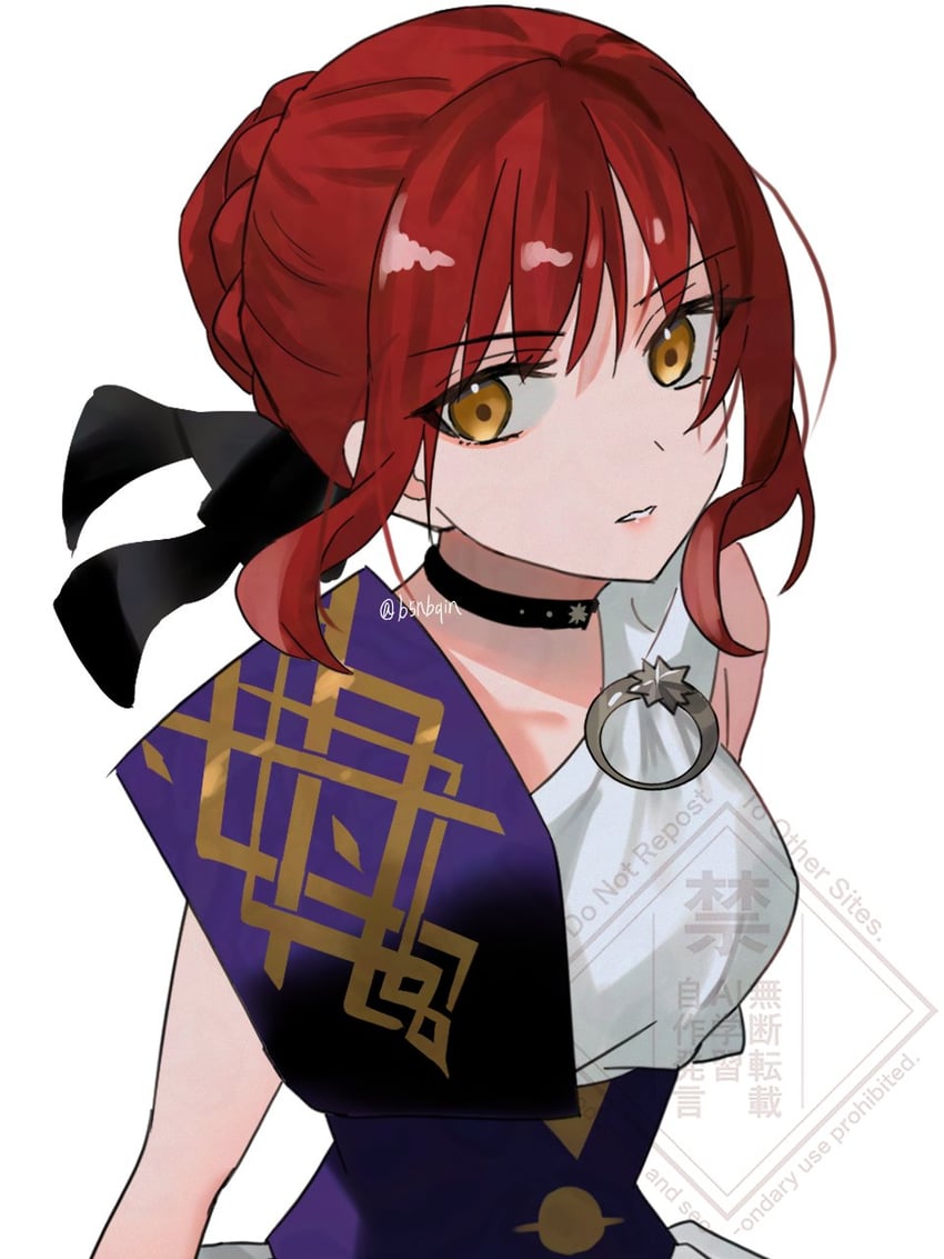 Fate/strange Fake、Fate系列、希波吕忒 (命运) 1名女孩 古希腊服饰 作者名 黑色蝴蝶结 黑色项圈