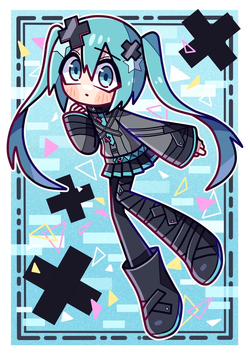 毁坏的世界与无法歌唱的初音未来、世界计划、VOCALOID 1名女孩 水色瞳 水色发 缠着绷带的腿 绷带