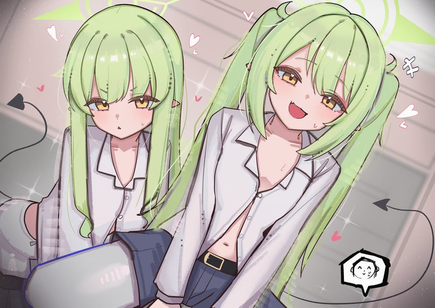 蔚蓝档案、涂鸦老师、光 (蔚蓝档案) +++ 2名女孩 :D 替换服装 黑色尾巴