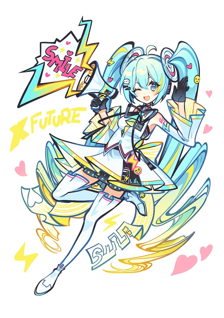 VOCALOID、初音未来 1名女孩 :D 呆毛 露肩 黑色手套