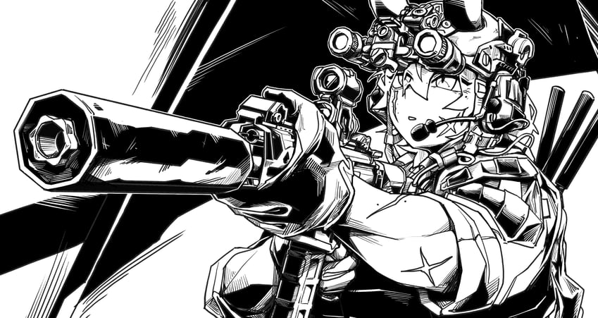 原创、拉米亚（艾帕金） 1名女孩 触角 突击步枪 黑色手套 手套