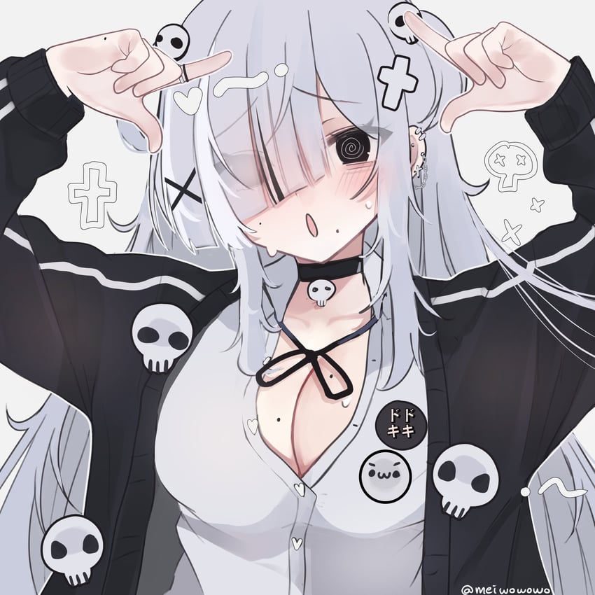 原创 1名女孩 @_@ 黑色针织衫 黑色项圈 黑瞳