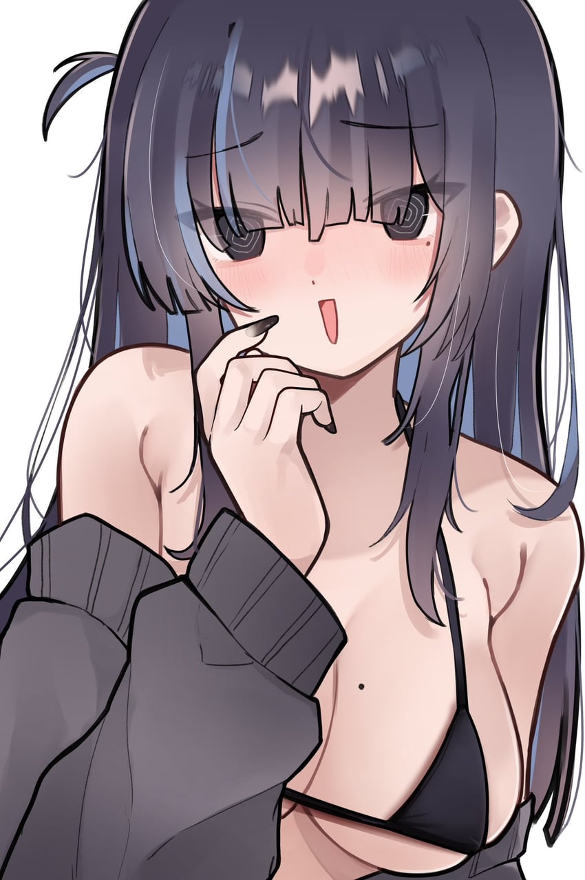 原创 1名女孩 @_@ 露肩 比基尼 黑色比基尼