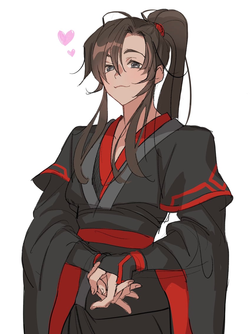 魔道祖师、魏无羡 1名男孩 猫脸笑 呆毛 中性 黑瞳