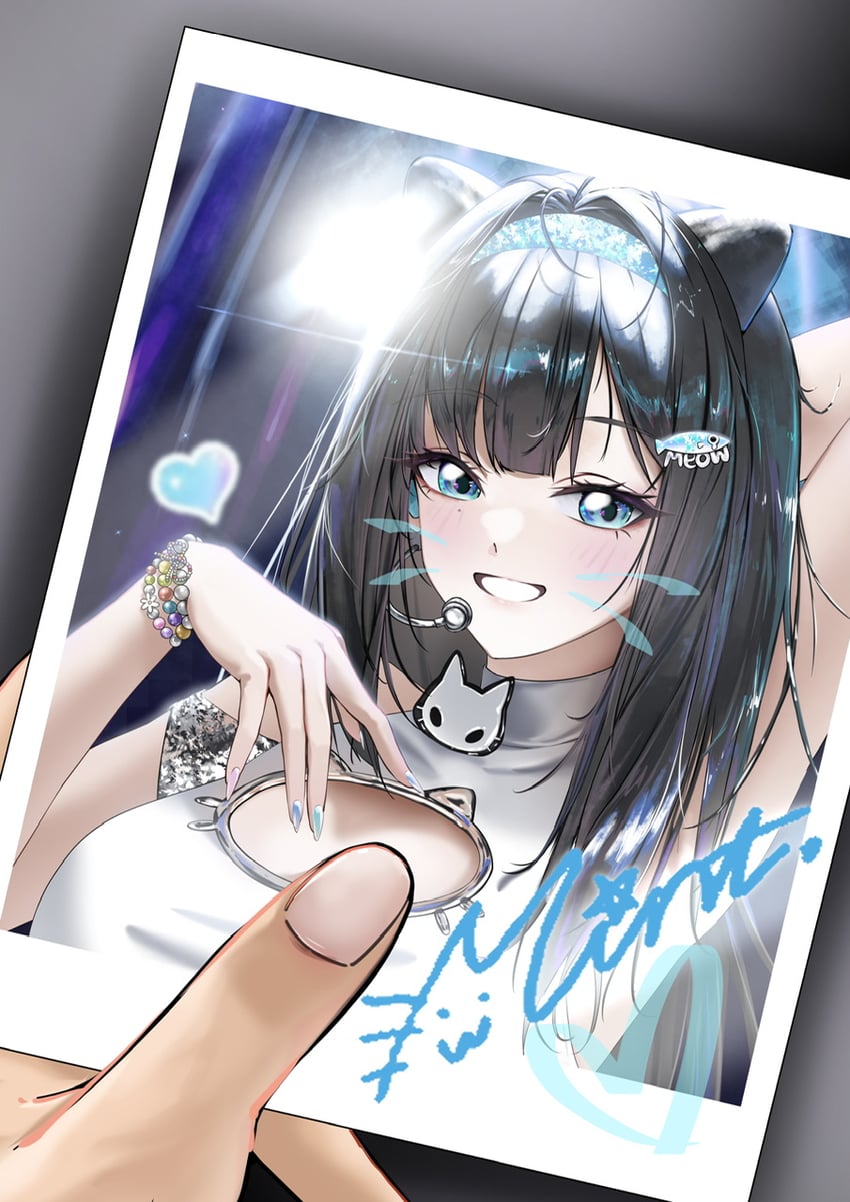 胜利女神：妮姬、薄荷 (妮姬) 1名女孩 兽耳 呆毛 手放在头后 腋下