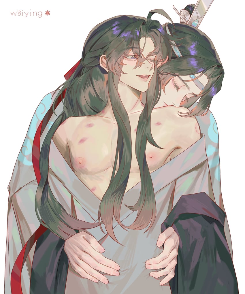 魔道祖师、蓝忘机、魏无羡 2个男孩 呆毛 中性 作者名 裸露胸肌