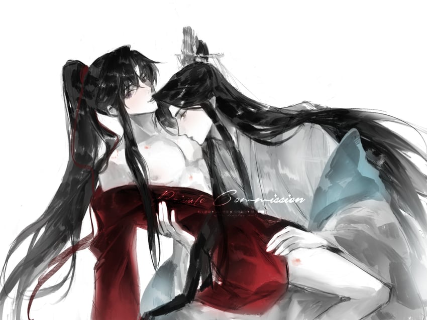 魔道祖师、蓝忘机、魏无羡 2个男孩 替换服装 裸露胸肌 美少年 黑瞳