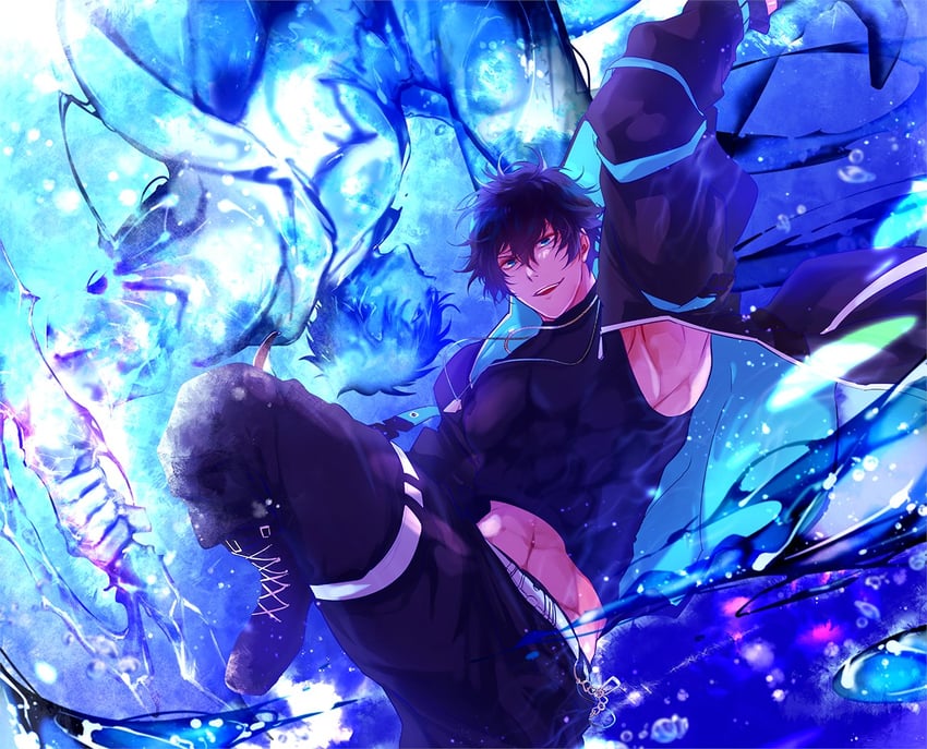 个人势虚拟主播、宰 (VTuber) 1名男孩 腹肌 气场 黑发 黑色夹克