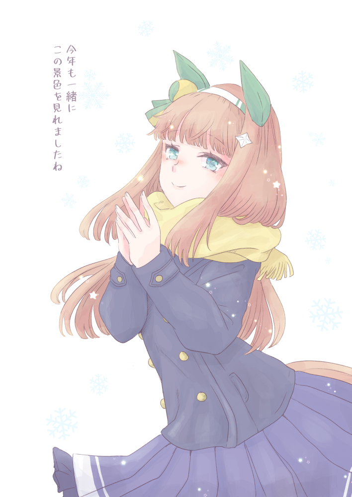 赛马娘、无声铃鹿 (赛马娘) 1名女孩 兽耳 蓝色大衣 蓝眼 齐刘海