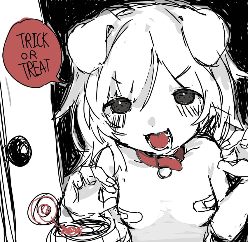 原创 1名女孩 兽耳 糖果 项圈 遮盖乳头