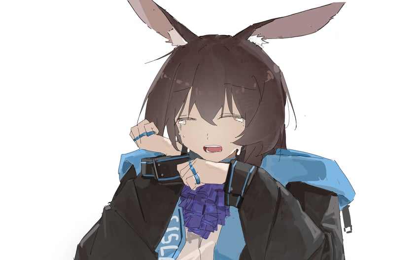 明日方舟、阿米娅 (明日方舟) 1名女孩 兽耳 阿斯科特领巾 黑色夹克 蓝色夹克