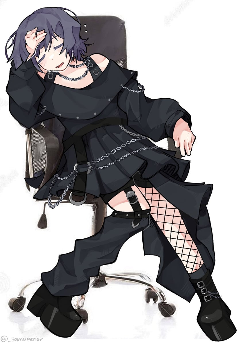 BanG Dream!、BanG Dream! Our Notes、八仓蓬 1名女孩 黑色靴子 黑色连衣裙 黑色护腿 黑色短裤